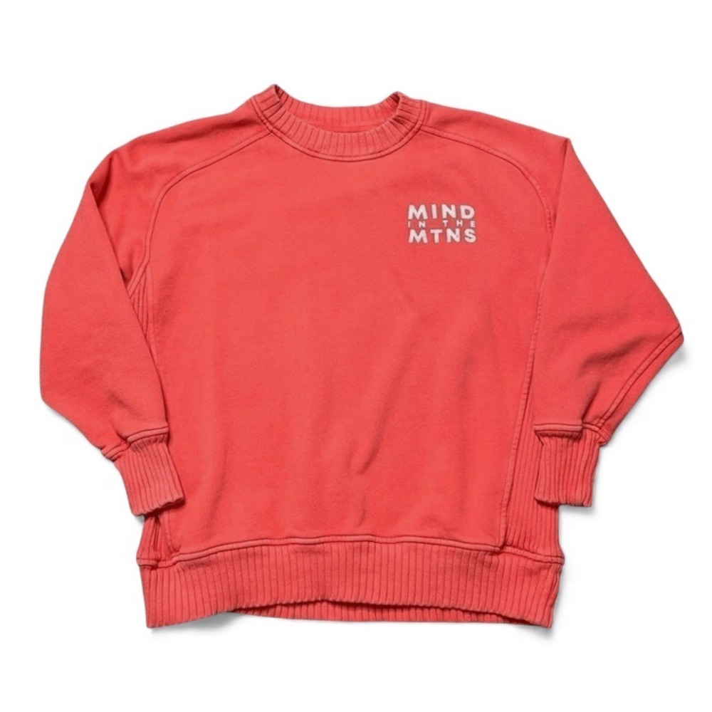 AERIE Oversized Sweatshirt DOWN TO EARTH CREWNECK Mind in the Mtns ORANGE sz XS